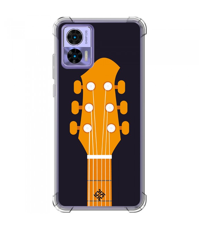 Funda Antigolpe [ Motorola Edge 30 Neo ] Diseño Música [ Mástil y Pala de Guitarra ] Esquina Reforzada 1.5mm