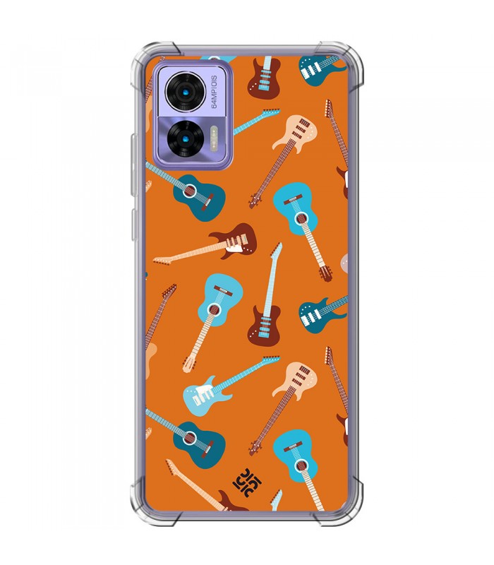 Funda Antigolpe [ Motorola Edge 30 Neo ] Diseño Música [ Tipos de Guitarra ] Esquina Reforzada 1.5mm