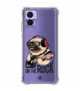 Funda Antigolpe [ Motorola Edge 30 Neo ] Diseño Música [ Pug Perro con Auriculares ] Esquina Reforzada 1.5mm