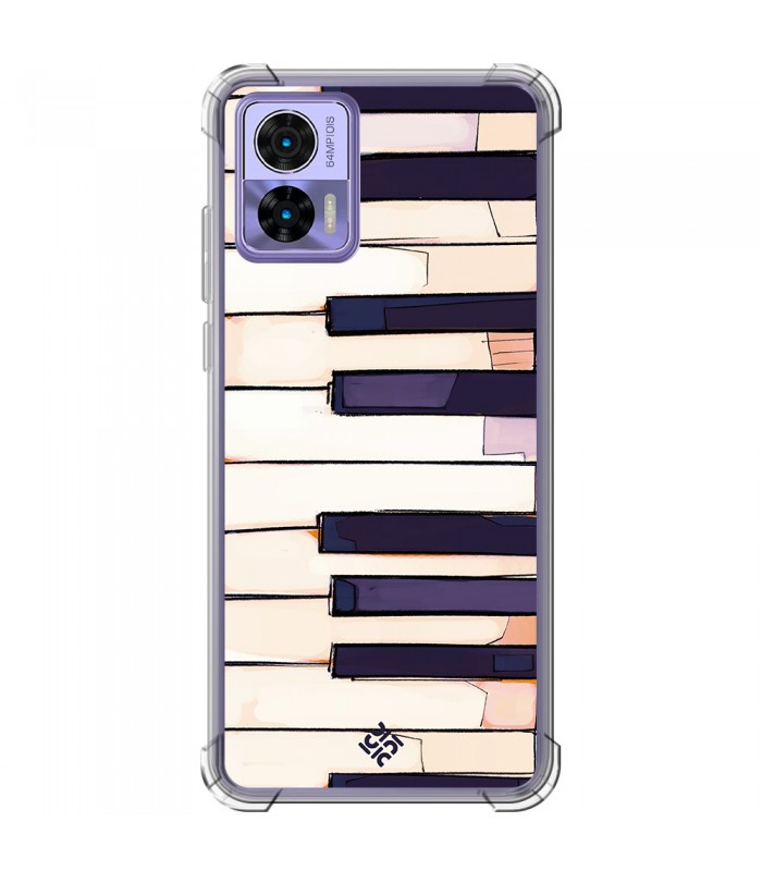 Funda Antigolpe [ Motorola Edge 30 Neo ] Diseño Música [ Teclas de Piano ] Esquina Reforzada Silicona