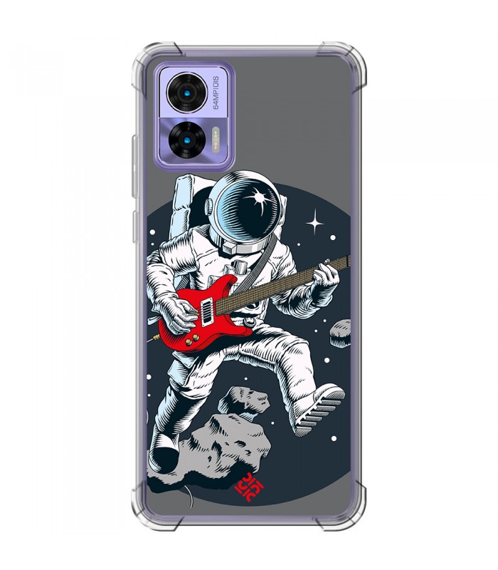 Funda Antigolpe [ Motorola Edge 30 Neo ] Diseño Música [ Guitarrista Espacial ] Esquina Reforzada Silicona