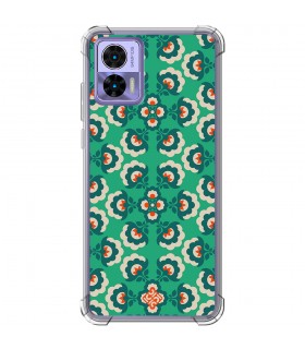 Funda Antigolpe [ Motorola Edge 30 Neo ] Dibujos Retro [ Algodones Verdes - Caleidoscopio ] Esquina Reforzada