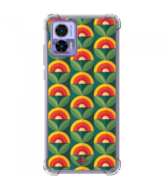 Funda Antigolpe [ Motorola Edge 30 Neo ] Dibujos Retro [ Diseño Flor - Retro ] Esquina Reforzada Silicona