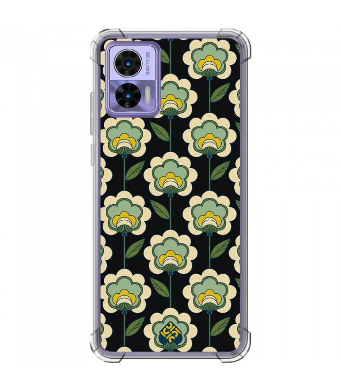 Funda Antigolpe [ Motorola Edge 30 Neo ] Dibujos Retro [ Planta Verde - Retro ] Esquina Reforzada Silicona