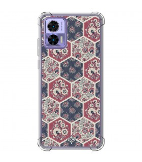 Funda Antigolpe [ Motorola Edge 30 Neo ] Dibujo Tendencias [ Diseño Azulejos Hexágonales con Flores ] Reforzada