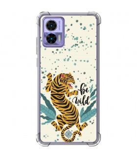 Funda Antigolpe [ Motorola Edge 30 Neo ] Dibujo Tendencias [ Tigre - Be Wild ] Esquina Reforzada Silicona 1.5mm