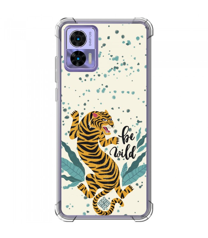 Funda Antigolpe [ Motorola Edge 30 Neo ] Dibujo Tendencias [ Tigre - Be Wild ] Esquina Reforzada Silicona 1.5mm