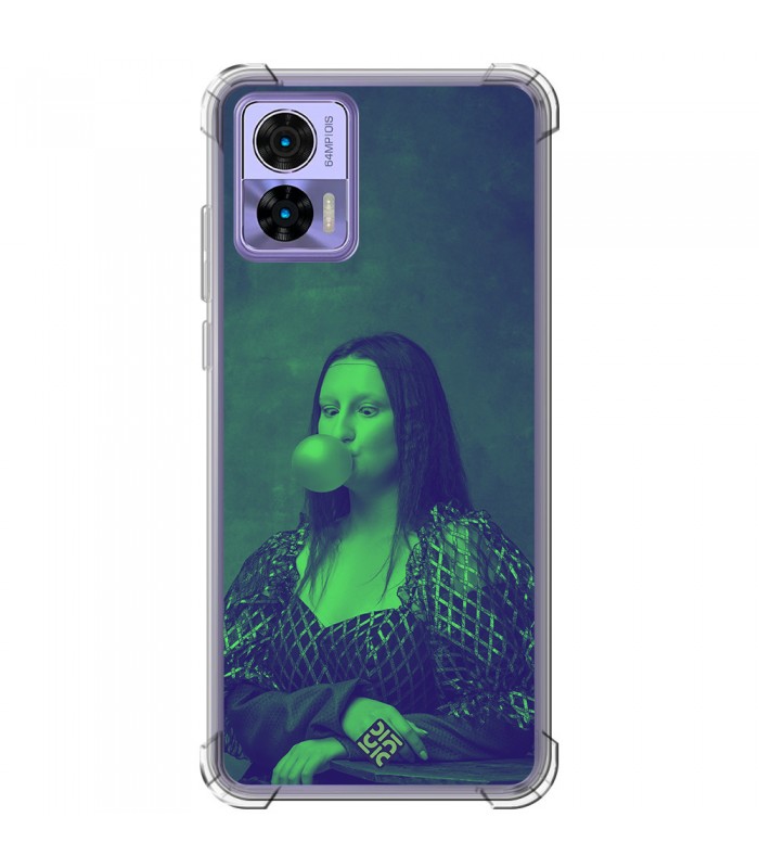 Funda Antigolpe [ Motorola Edge 30 Neo ] Dibujo Auténtico [ Mona Lisa Moderna ] Esquina Reforzada Silicona 1.5mm 