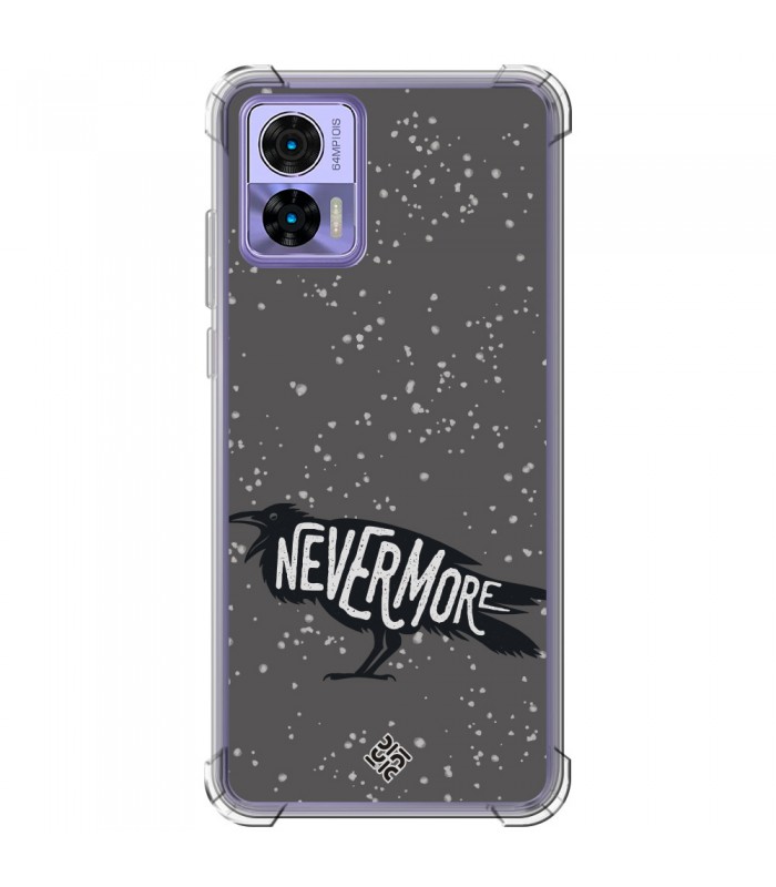 Funda Antigolpe [ Motorola Edge 30 Neo ] Dibujo Auténtico [ Cuervo Never More ] Esquina Reforzada Silicona 1.5mm 