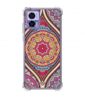 Funda Antigolpe [ Motorola Edge 30 Neo ] Dibujo Auténtico [ Baldosa de Teja Mandala ] Esquina Reforzada Silicona 1.5