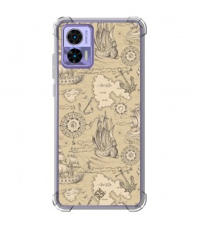 Funda Antigolpe [ Motorola Edge 30 Neo ] Dibujo Auténtico [ Estampado Vintage de Viajes, Aventura ]  Reforzada 1.5