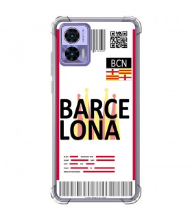 Funda Antigolpe [ Motorola Edge 30 Neo ] Billete de Avión [ Barcelona ] Esquina Reforzada Silicona 1.5mm