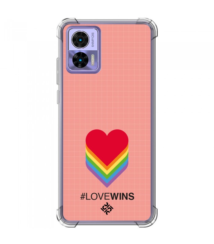 Funda Antigolpe [ Motorola Edge 30 Lite ] Dibujo Auténtico [ Corazones - Love Wins ] Esquina Reforzada Silicona 1.5