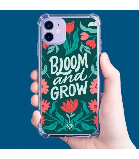 Funda Antigolpe [ Motorola Edge 30 Lite ] Dibujo Frases Guays [ Flores Bloom and Grow ] Esquina Reforzada 1.5mm