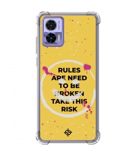 Funda Antigolpe [ Motorola Edge 30 Lite ] Dibujo Frases Guays [ Smile - Rules Are Need  To Be Broken Take This Risk ] 