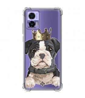 Funda Antigolpe [ Motorola Edge 30 Lite ] Dibujo Mascotas [ Perrito King ] Esquina Reforzada Silicona 1.5mm