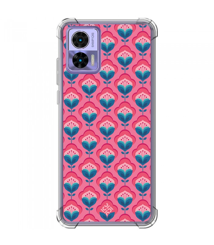 Funda Antigolpe [ Motorola Edge 30 Lite ] Dibujos Retro [ Algodones Rosa - Caleidoscopio ] Esquina Reforzada Silicona