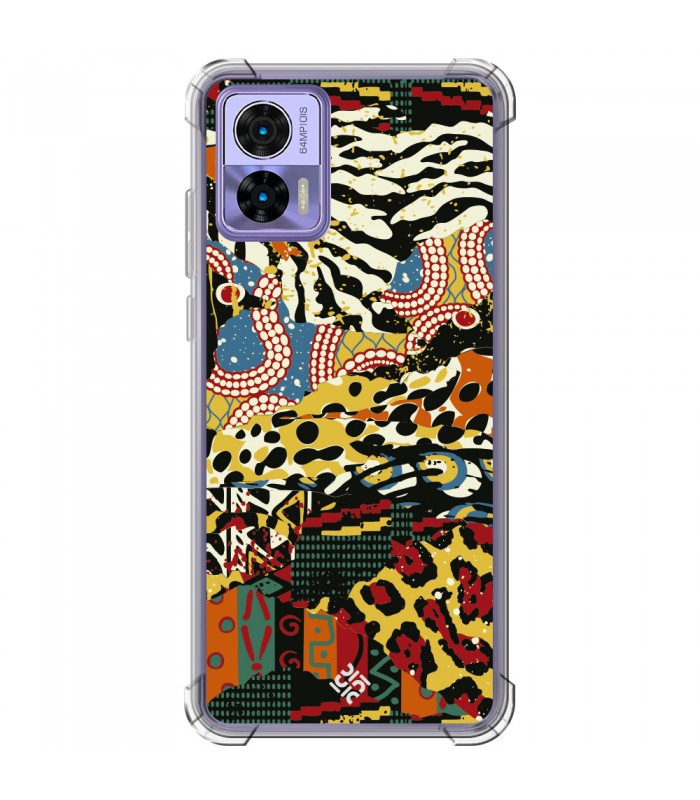 Funda Antigolpe [ Motorola Edge 30 Lite ] Dibujo Tendencias [ Pieles de Animales y Telas ] Esquina Reforzada Silicona 