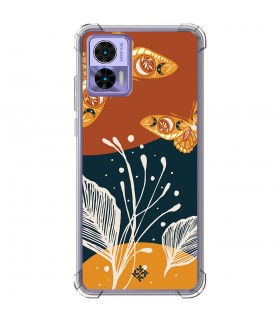 Funda Antigolpe [ Motorola Edge 30 Lite ] Dibujo Auténtico [ Arte Contemporáneo - Hojas y Mariposas ] Reforzada