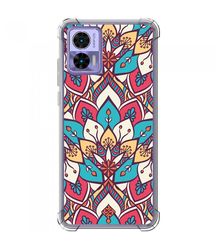 Funda Antigolpe [ Motorola Edge 30 Lite ] Dibujo Auténtico [ Mosaico Floral Mandala ] Esquina Reforzada Silicona 1.5