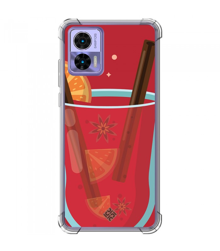 Funda Antigolpe [ Motorola Edge 30 Lite ] Dibujo Auténtico [ Vino Caliente ] Esquina Reforzada Silicona 1.5