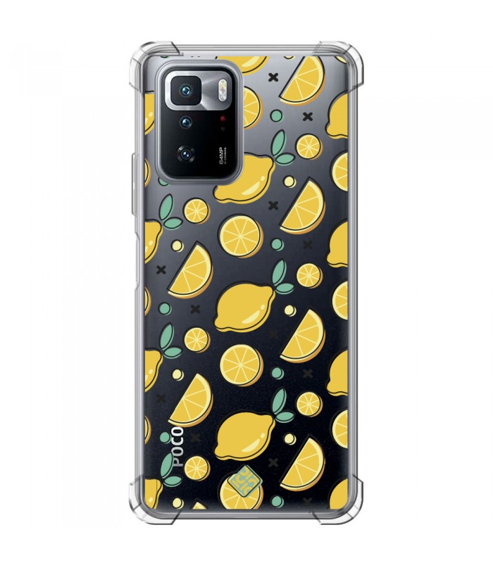 Funda Antigolpe [ POCO X3 GT ] Dibujo Auténtico [ Limones ] Esquina Reforzada Silicona 1.5mm Transparente