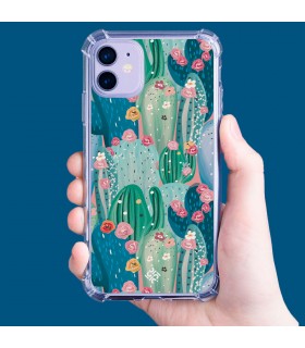 Funda Antigolpe [ POCO X3 GT ] Dibujo Botánico [ Cactus Con Flores Rosas ] Esquina Reforzada Silicona 1.5mm