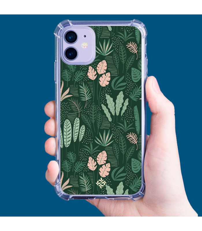 Funda Antigolpe [ POCO X3 GT ] Dibujo Botánico [ Patron Flora Vegetal Verde y Rosa ] Esquina Reforzada 1.5mm