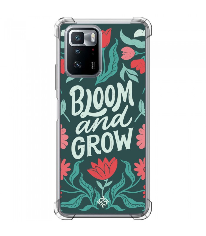 Funda Antigolpe [ POCO X3 GT ] Dibujo Frases Guays [ Flores Bloom and Grow ] Esquina Reforzada Silicona 1.5mm