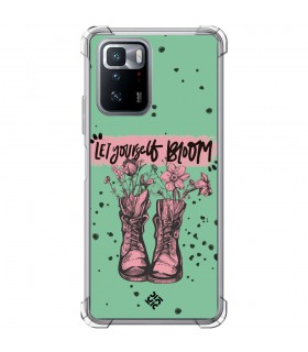 Funda Antigolpe [ POCO X3 GT ] Dibujo Frases Guays [ Botas Let Yourself Bloom ] Esquina Reforzada Silicona