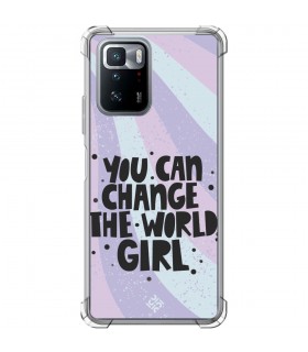 Funda Antigolpe [ POCO X3 GT ] Dibujo Frases Guays [ You Can Change The World Girl ] Esquina Reforzada Silicona 1.5mm