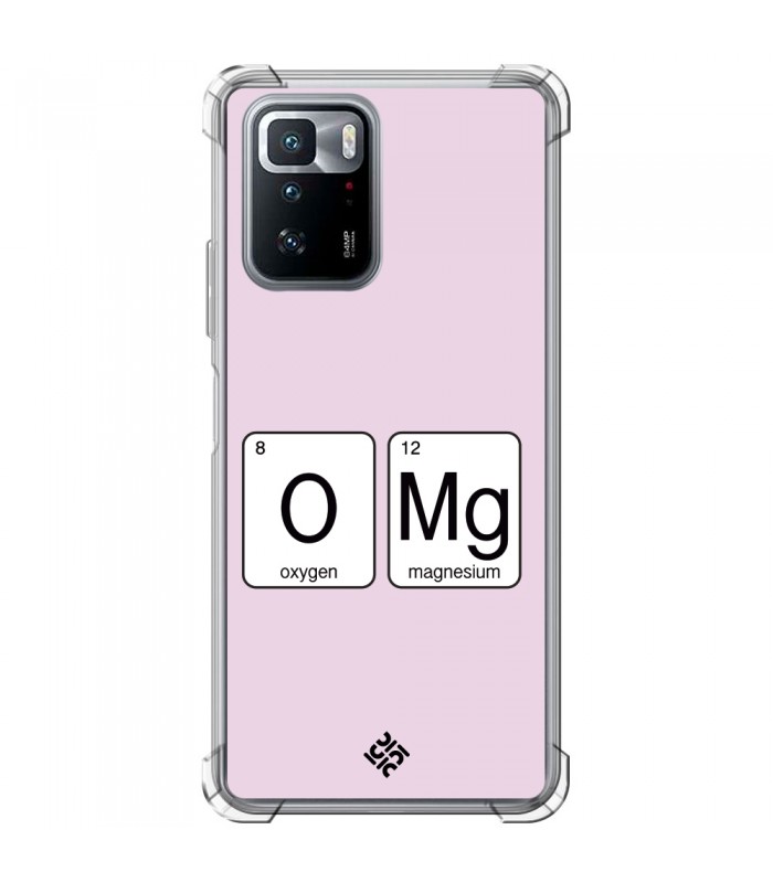 Funda Antigolpe [ POCO X3 GT ] Dibujo Frases Guays [ Oxigeno + Magnesio - OMG ] Esquina Reforzada 1.5 Transparente