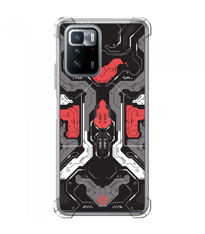 Funda Antigolpe [ POCO X3 GT ] Dibujo Gamers [ Cyberpunk Rojo y Grises ] Esquina Reforzada Silicona 1.5mm