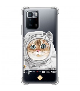 Funda Antigolpe [ POCO X3 GT ] Dibujo Mascotas [ Gato Astronauta - Take Me To The Moon ] Esquina Reforzada 1.5mm