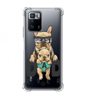 Funda Antigolpe [ POCO X3 GT ] Dibujo Mascotas [ Perro Bulldog - Best Dad Ever ] Esquina Reforzada Silicona