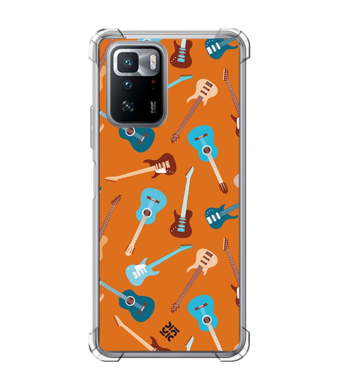 Funda Antigolpe [ POCO X3 GT ] Diseño Música [ Tipos de Guitarra ] Esquina Reforzada Silicona 1.5mm Transparente