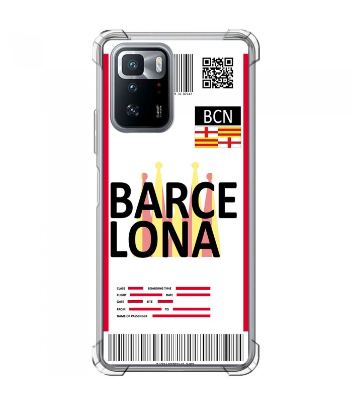 Funda Antigolpe [ POCO X3 GT ] Billete de Avión [ Barcelona ] Esquina Reforzada Silicona 1.5mm Transparente