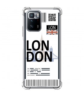 Funda Antigolpe [ POCO X3 GT ] Billete de Avión [ London ] Esquina Reforzada Silicona 1.5mm Transparente