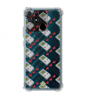 Funda Antigolpe [ Realme Narzo 50A ] Dibujo Auténtico [ Consola Retro - Game Over ] Esquina Reforzada 1.5mm Transparente