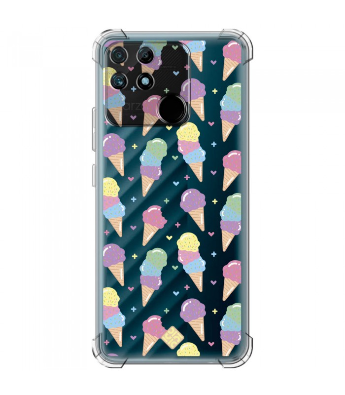 Funda Antigolpe [ Realme Narzo 50A ] Dibujo Auténtico [ Cucurucho de Helados ] Esquina Reforzada Silicona 1.5mm