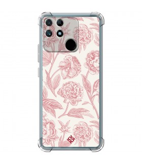 Funda Antigolpe [ Realme Narzo 50A ] Dibujo Botánico [ Flores Rosa Pastel ] Esquina Reforzada Silicona 1.5mm