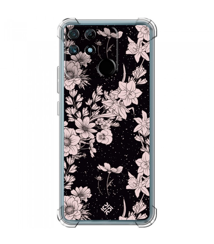 Funda Antigolpe [ Realme Narzo 50A ] Dibujo Botánico [ Flores de amapola daffodil, anémona, violeta ] 1.5mm