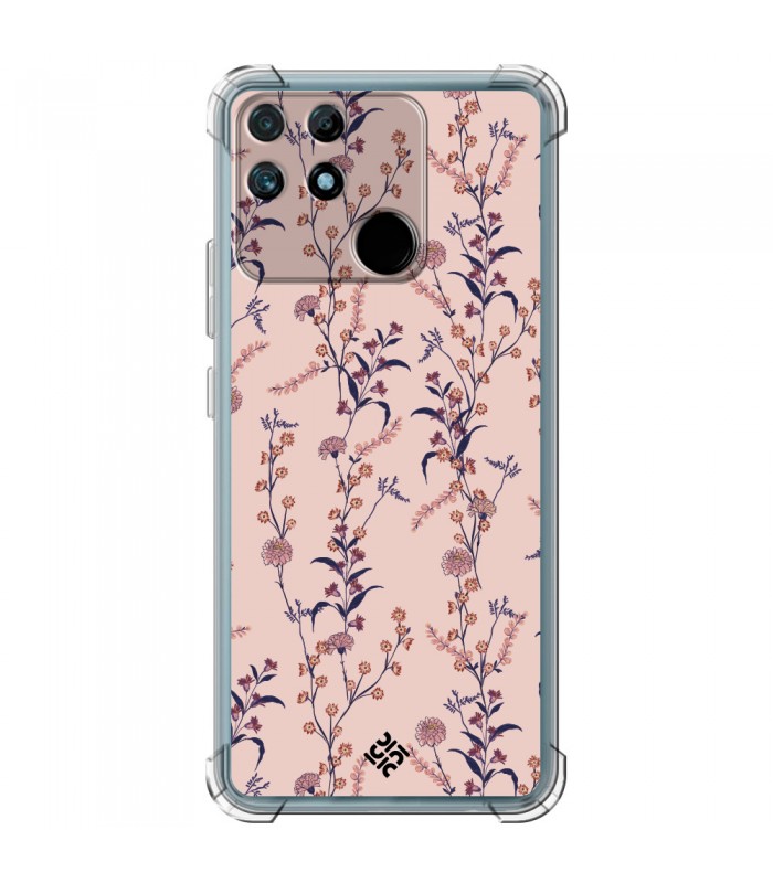 Funda Antigolpe [ Realme Narzo 50A ] Dibujo Botánico [ Motivos botánico de varios tipos de flores ] Silicona