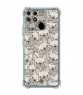 Funda Antigolpe [ Realme Narzo 50A ] Dibujo Cute [ Pegatinas Perrito Bulldog Frances ] Esquina Reforzada Silicona 1.5mm