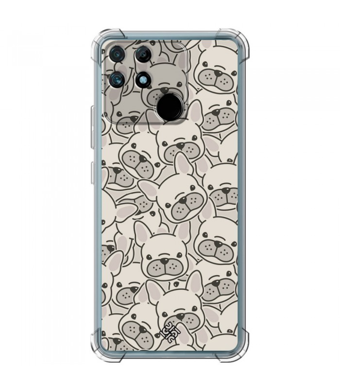 Funda Antigolpe [ Realme Narzo 50A ] Dibujo Cute [ Pegatinas Perrito Bulldog Frances ] Esquina Reforzada Silicona 1.5mm