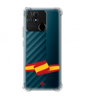 Funda Antigolpe [ Realme Narzo 50A ] Dibujo Auténtico [ Bandera España ] Esquina Reforzada Silicona 1.5mm Transparente