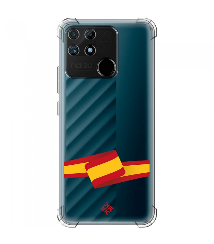 Funda Antigolpe [ Realme Narzo 50A ] Dibujo Auténtico [ Bandera España ] Esquina Reforzada Silicona 1.5mm Transparente