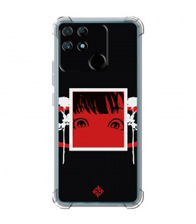 Funda Antigolpe [ Realme Narzo 50A ] Dibujos Frikis [ Mirada Anime, Manga Rojo Intenso ] Esquina Reforzada Silicona 1.5mm