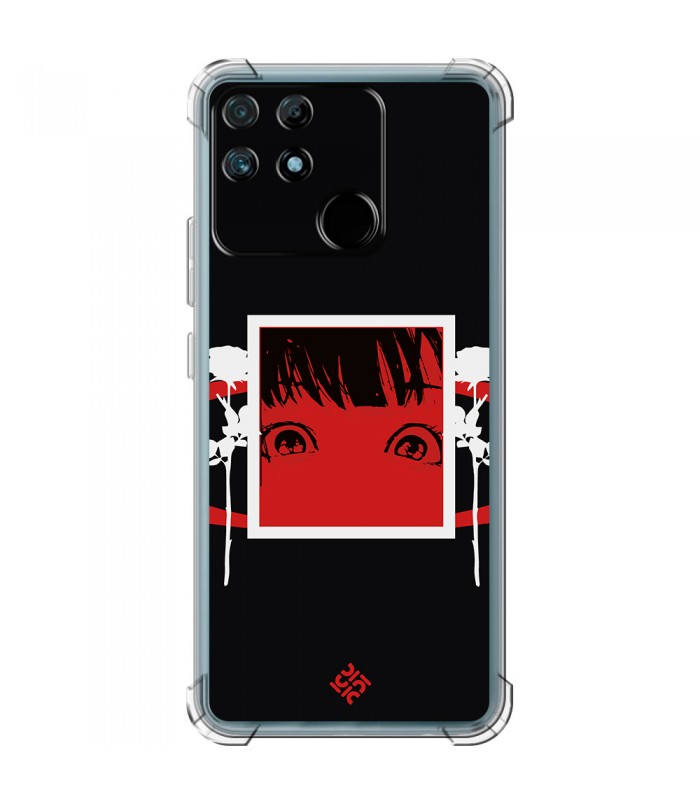 Funda Antigolpe [ Realme Narzo 50A ] Dibujos Frikis [ Mirada Anime, Manga Rojo Intenso ] Esquina Reforzada Silicona 1.5mm