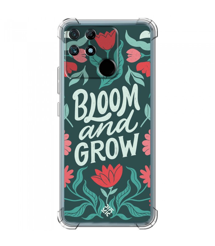 Funda Antigolpe [ Realme Narzo 50A ] Dibujo Frases Guays [ Flores Bloom and Grow ] Esquina Reforzada Silicona 1.5mm